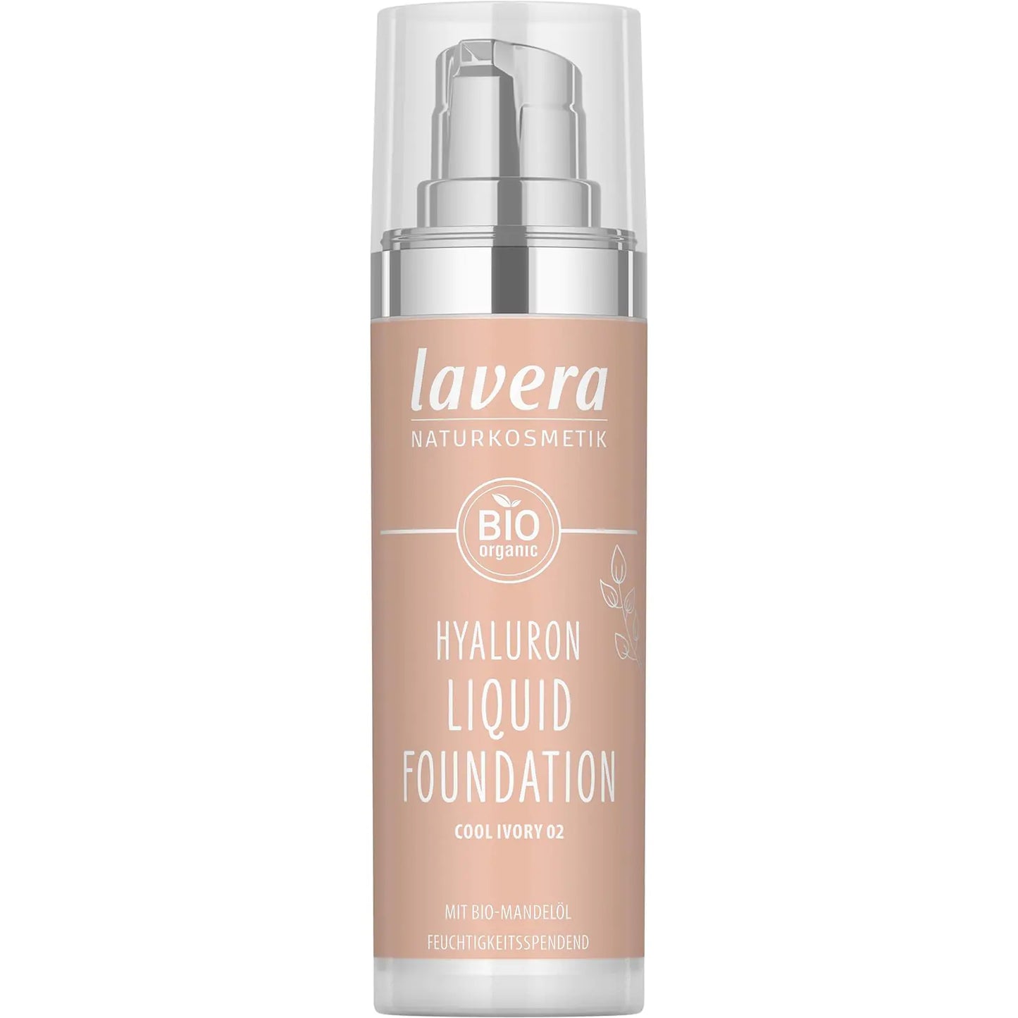 lavera Hyaluron Liquid Foundation - Cool Ivory 02 - Foundation Make Up with Hyaluron & Almond Oil for a Flawless Complexion - Face Make Up - PETA Certified - Vegan - Made in Germany - 1 Fl Oz