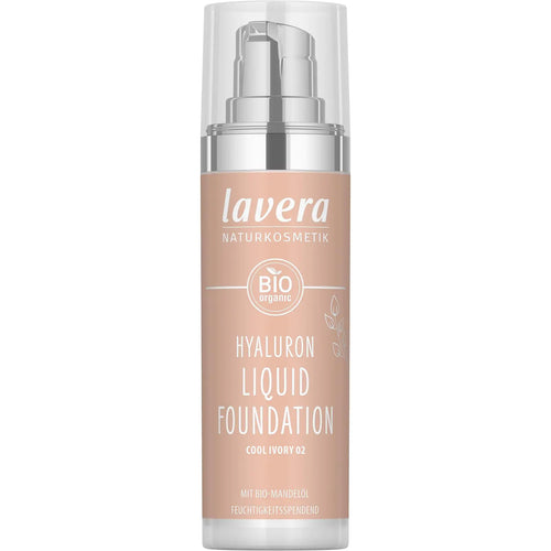 lavera Hyaluron Liquid Foundation - Cool Ivory 02 - Foundation Make Up with Hyaluron & Almond Oil for a Flawless Complexion - Face Make Up - PETA Certified - Vegan - Made in Germany - 1 Fl Oz