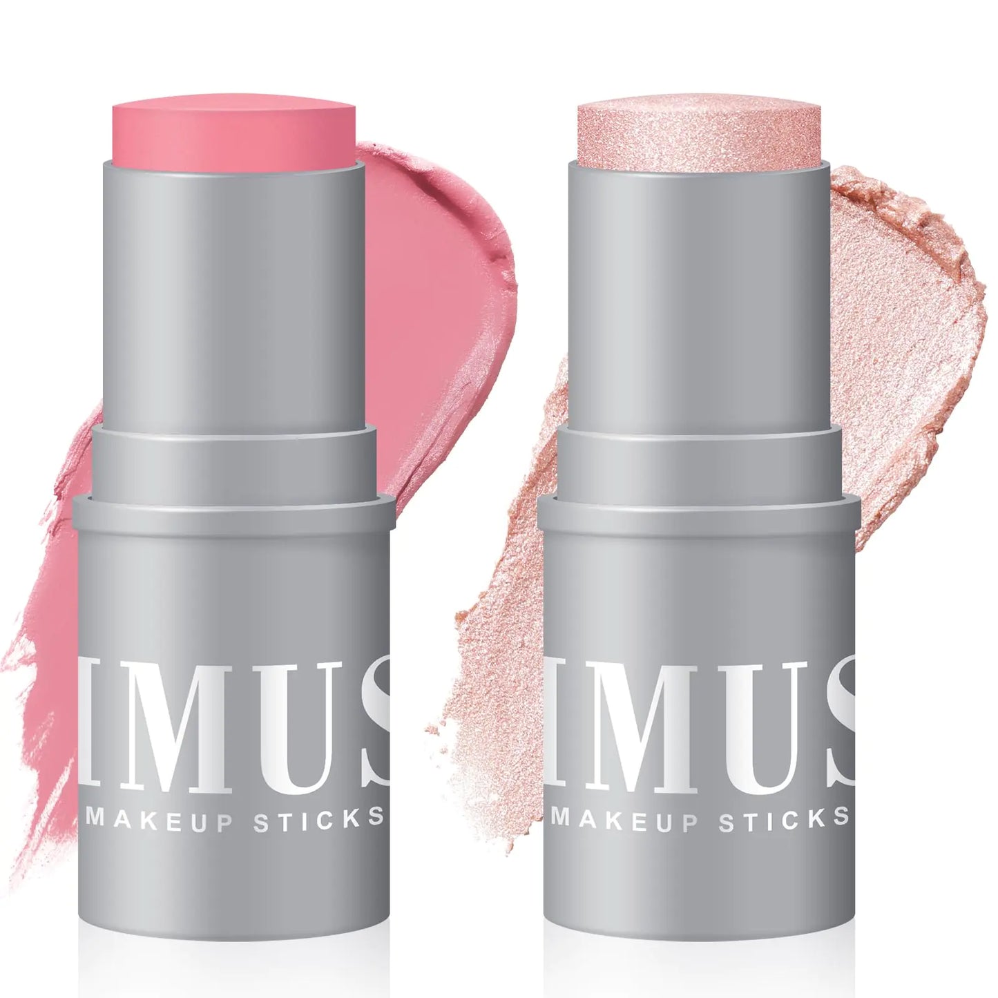 KIMUSE Highlighter Makeup Stick Duo Cream Blush Stick Highlighter Trimming Stick Creamy High Pigmented Long Lasting Vegan Face Make Up Sticks